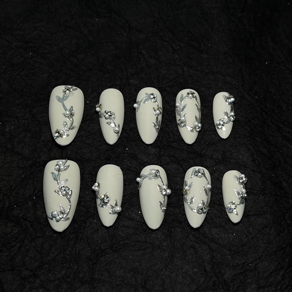 Pearl And Diamond Nails
